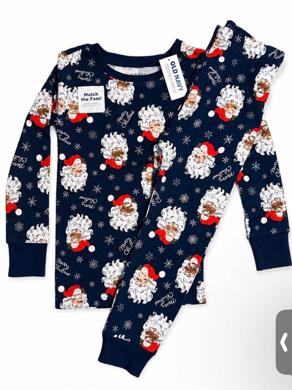 OLD NAVY Santa Face Pajama Set in Navy Blue w/ Red Hats Size XS — NWT — ADORABLE